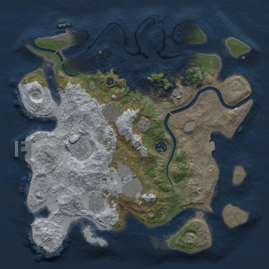 Rust Map: Procedural Map, Size: 3500, Seed: 1347750301, 14 Monuments