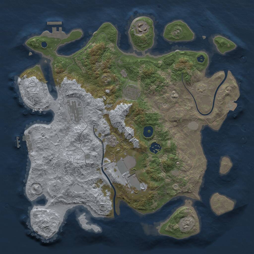 Rust Map: Procedural Map, Size: 3500, Seed: 1347750301, 12 Monuments