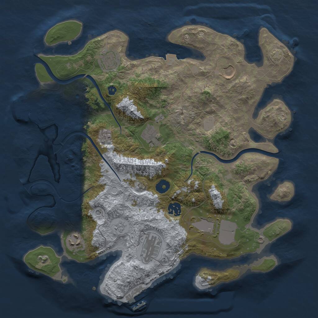 Rust Map: Procedural Map, Size: 3500, Seed: 1356913349, 14 Monuments