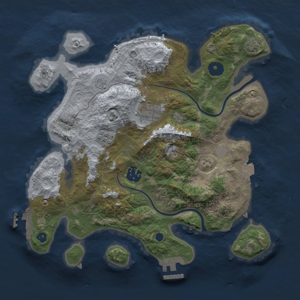 Rust Map: Procedural Map, Size: 3000, Seed: 1367827414, 9 Monuments