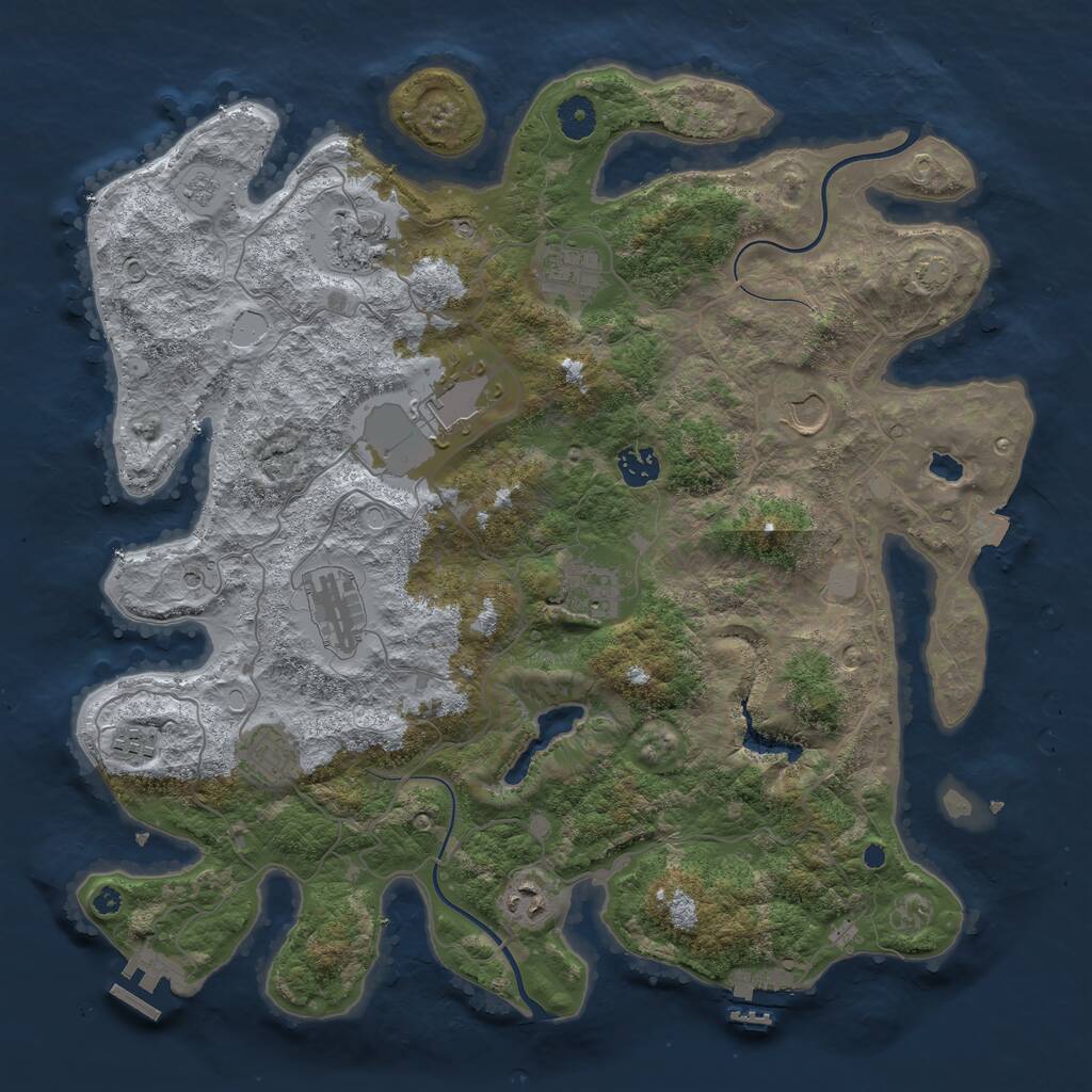 Rust Map: Procedural Map, Size: 4000, Seed: 499184371, 16 Monuments