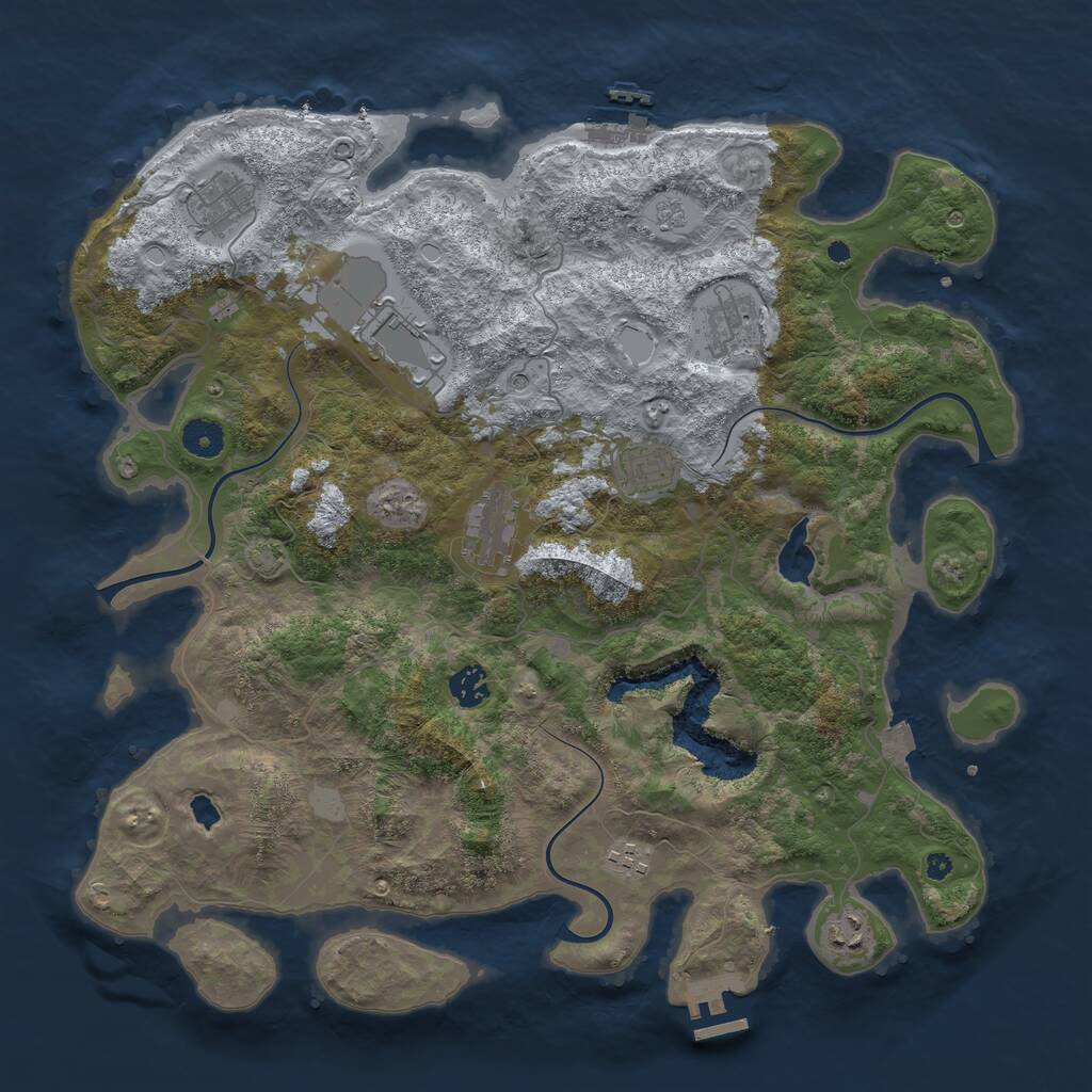Rust Map: Procedural Map, Size: 4050, Seed: 1240040274, 14 Monuments