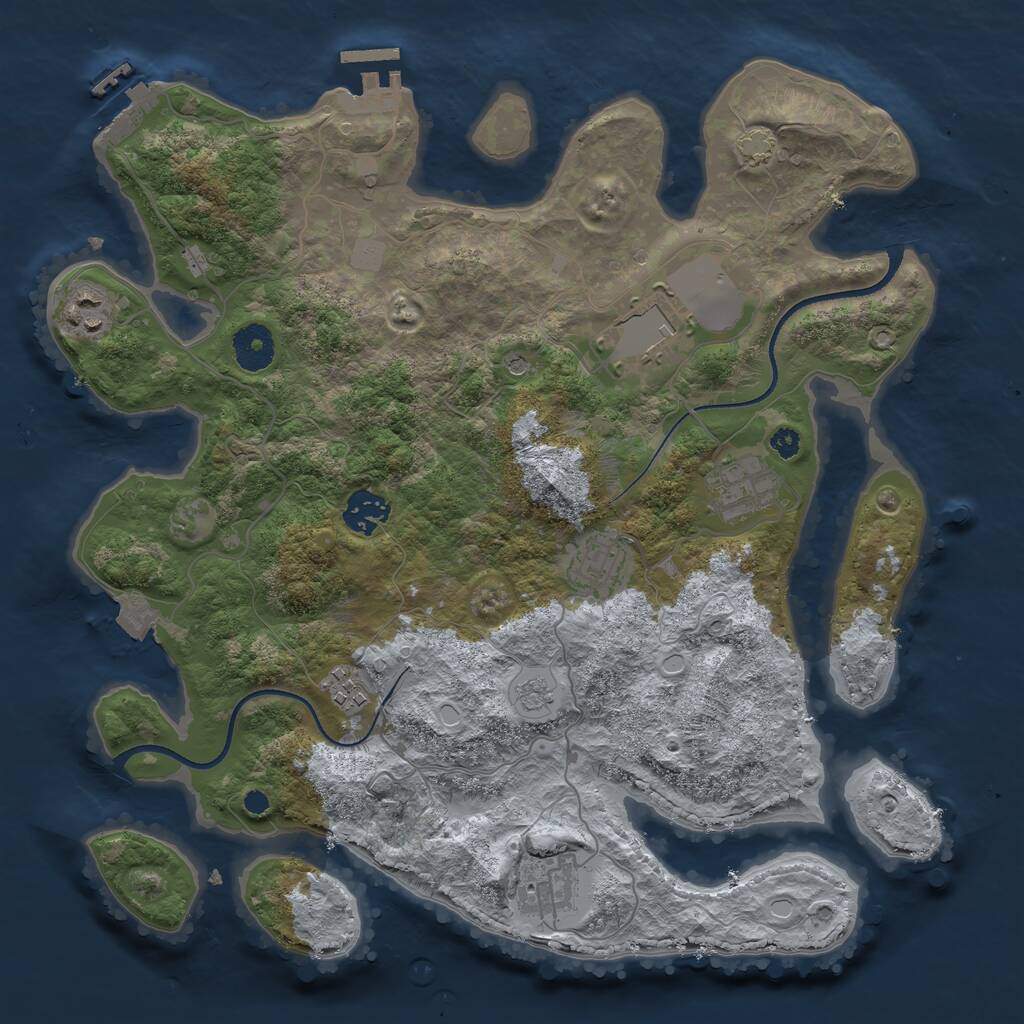 Rust Map: Procedural Map, Size: 3500, Seed: 1712981, 13 Monuments