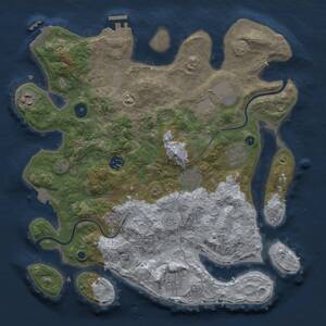 Thumbnail Rust Map: Procedural Map, Size: 3500, Seed: 1712981, 13 Monuments