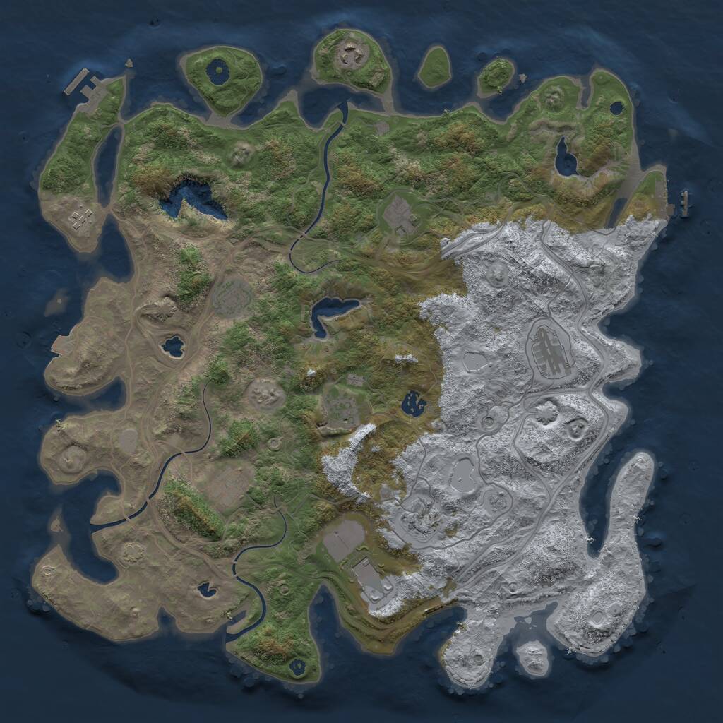 Rust Map: Procedural Map, Size: 4500, Seed: 1484783339, 16 Monuments