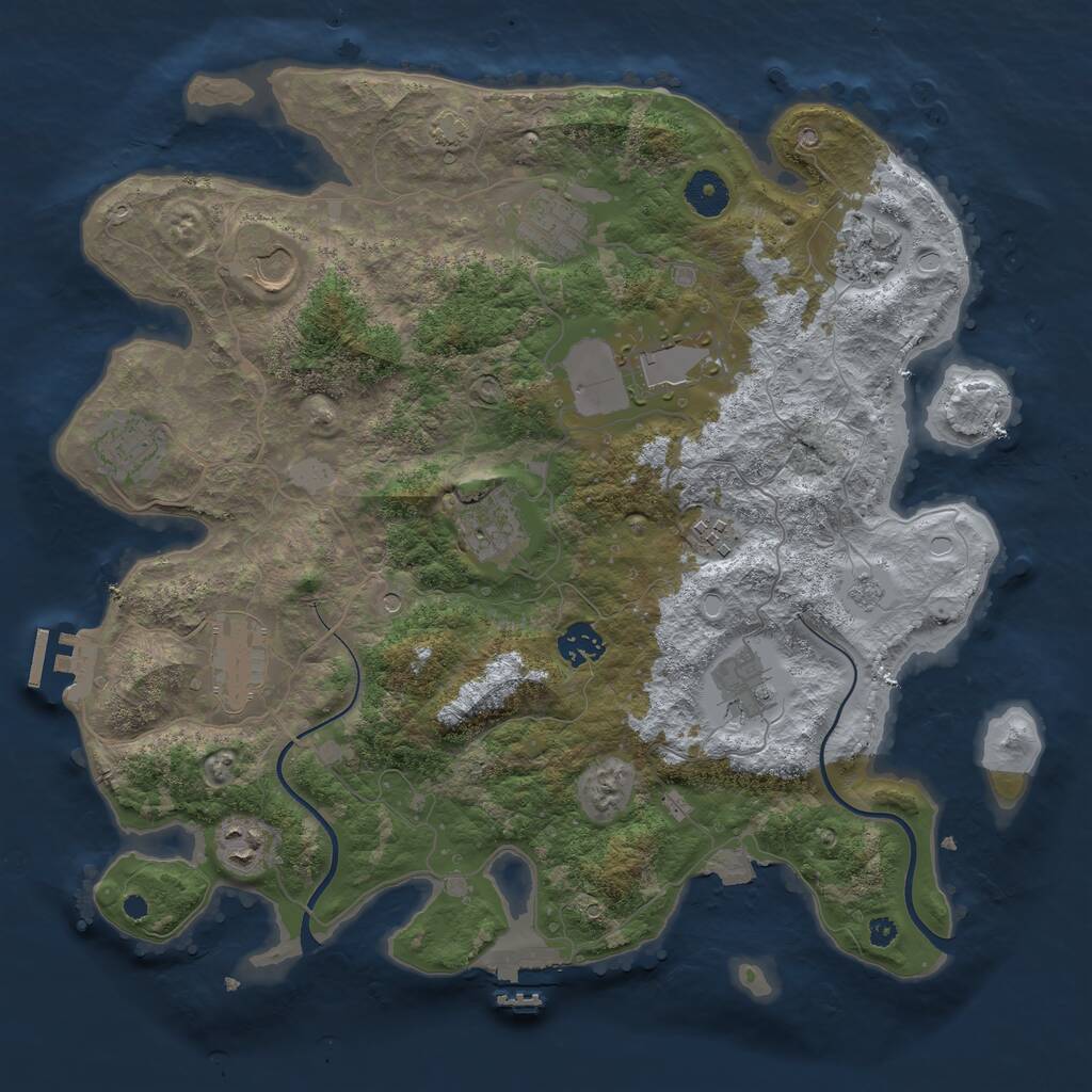 Rust Map: Procedural Map, Size: 3750, Seed: 572834195, 17 Monuments