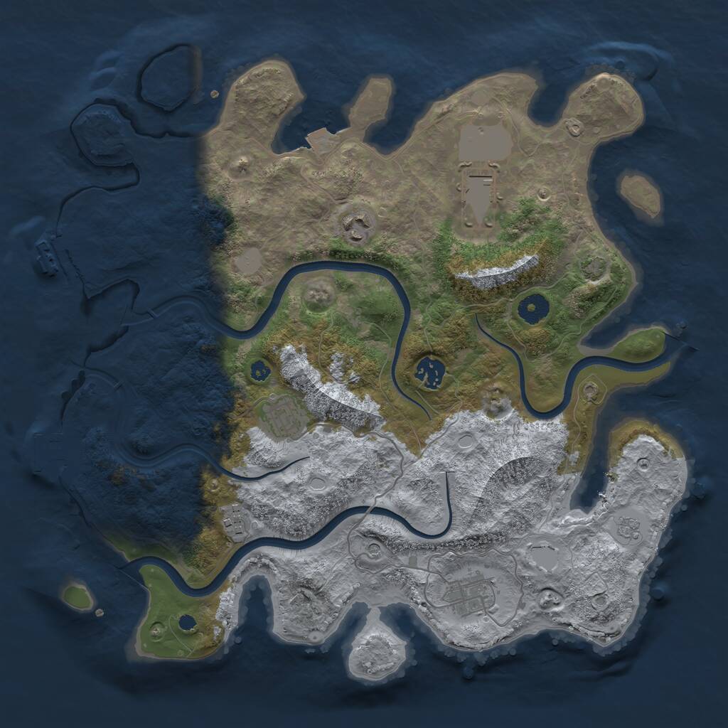Rust Map: Procedural Map, Size: 3675, Seed: 50000, 12 Monuments