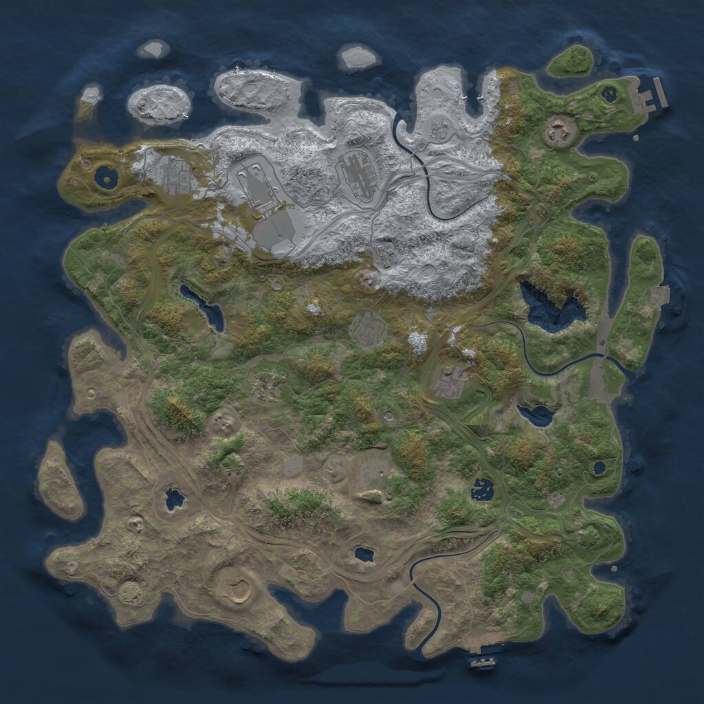 Rust Map: Procedural Map, Size: 4500, Seed: 21000169, 17 Monuments