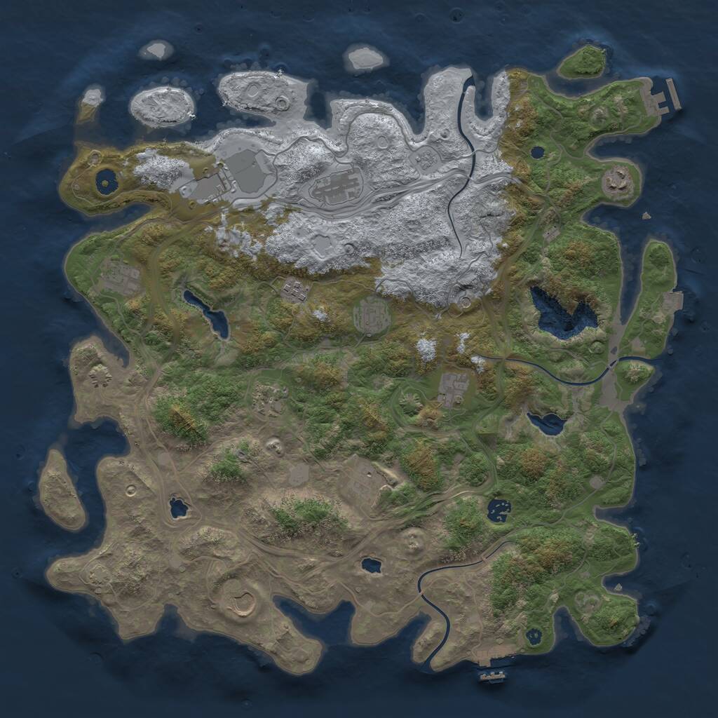 Rust Map: Procedural Map, Size: 4500, Seed: 21000169, 17 Monuments