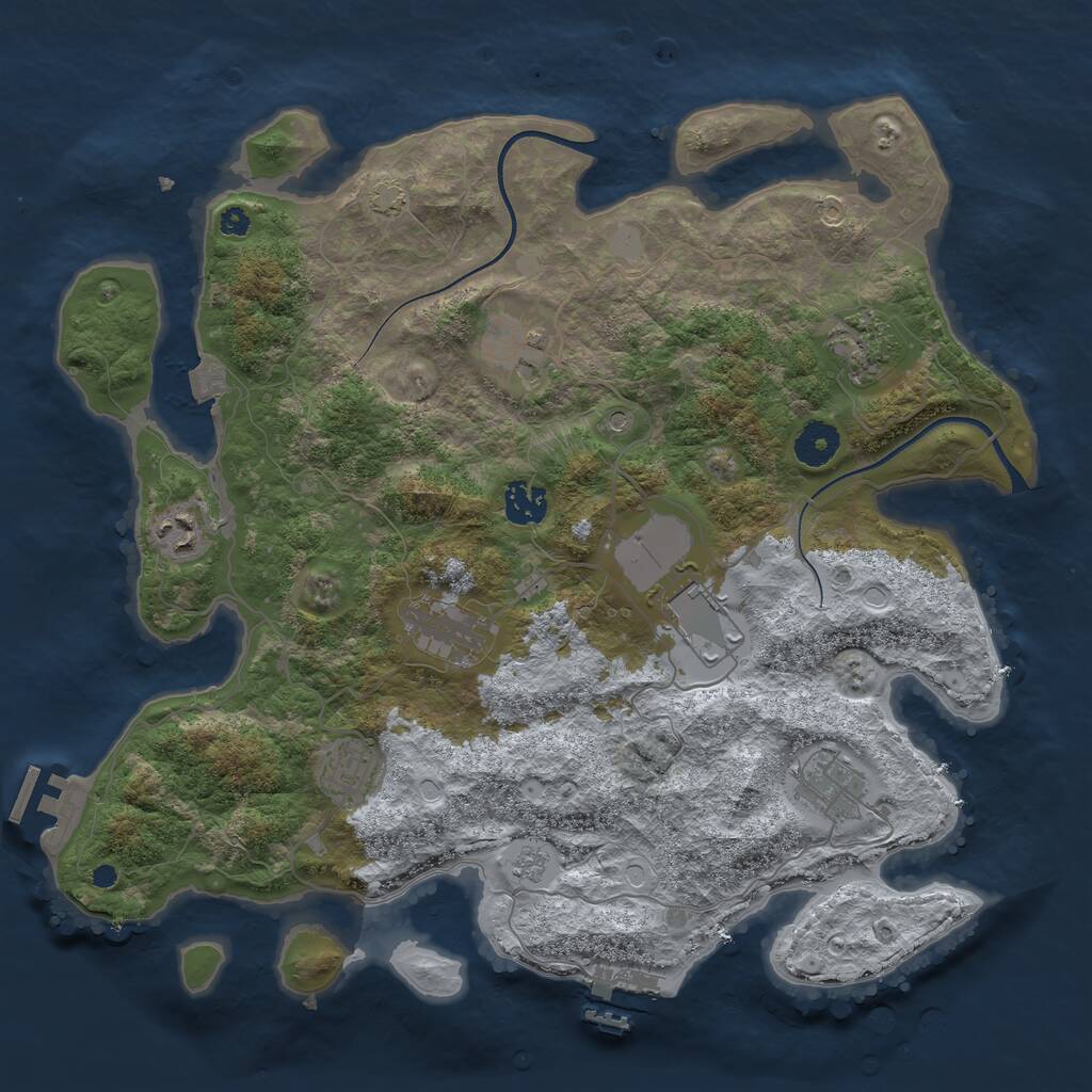 Rust Map: Procedural Map, Size: 3700, Seed: 242706101, 14 Monuments