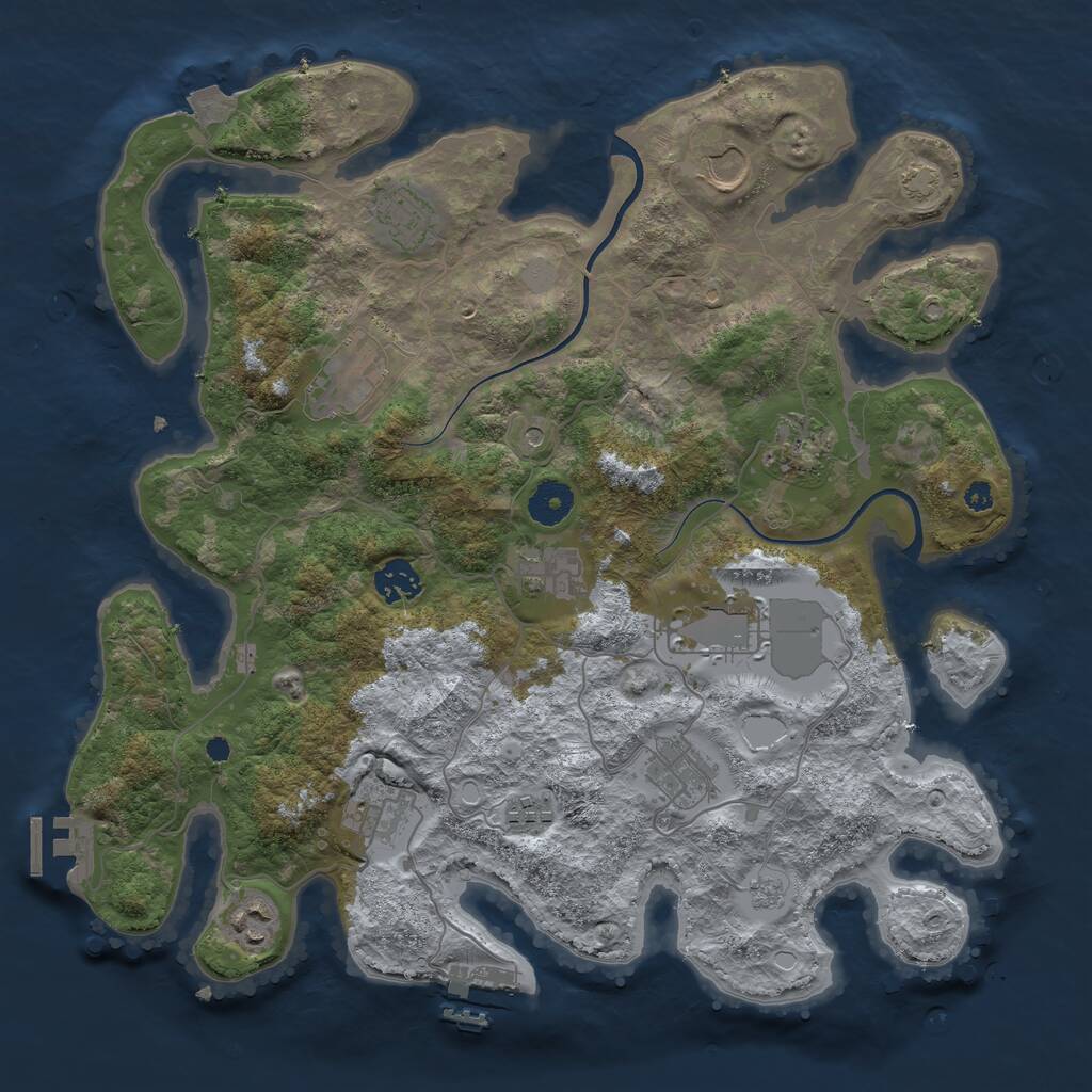 Rust Map: Procedural Map, Size: 3700, Seed: 65301711, 17 Monuments