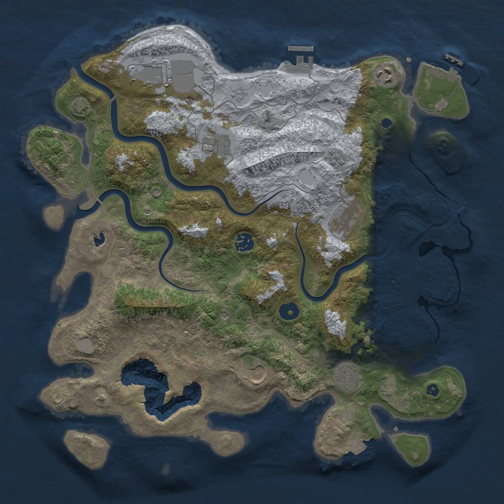 Rust Map: Procedural Map, Size: 4000, Seed: 91305456, 14 Monuments