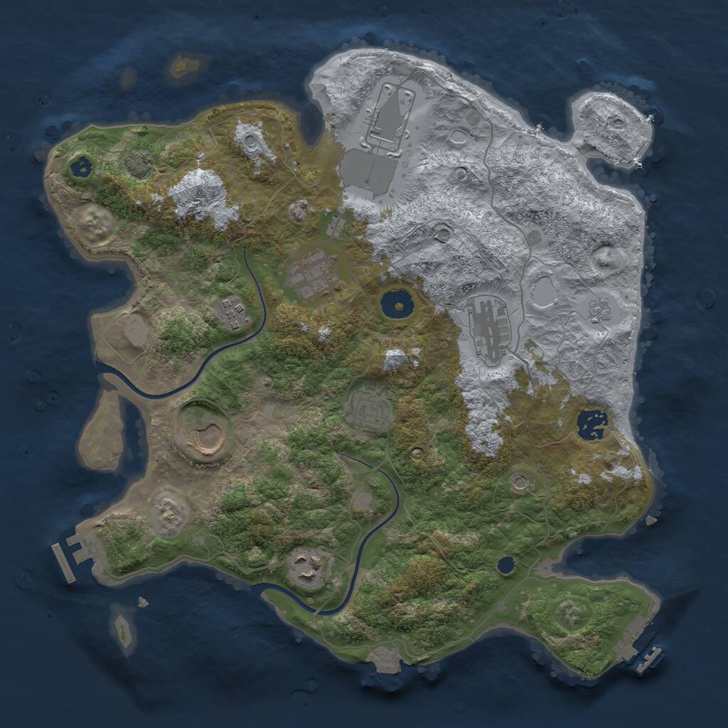 Rust Map: Procedural Map, Size: 3500, Seed: 1565071129, 14 Monuments