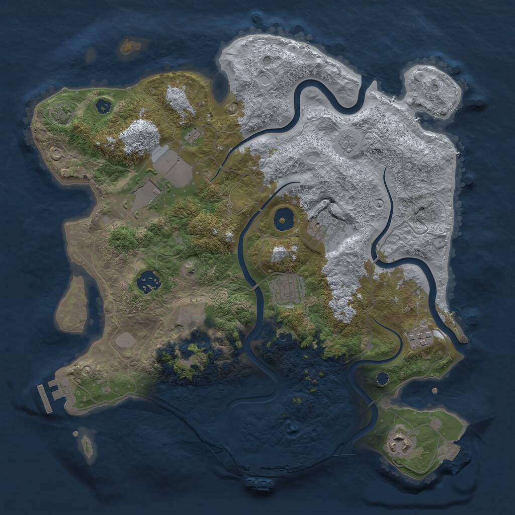 Rust Map: Procedural Map, Size: 3500, Seed: 1565071129, 13 Monuments