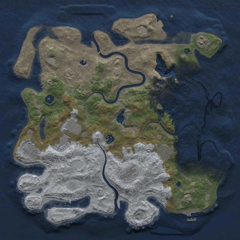 Rust Map: Procedural Map, Size: 4000, Seed: 12355, 15 Monuments