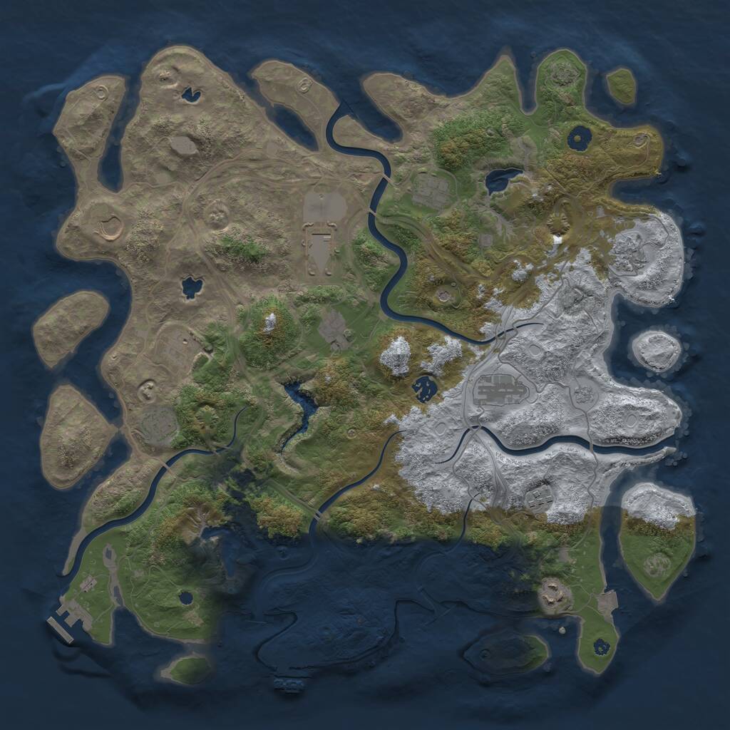 Rust Map: Procedural Map, Size: 4500, Seed: 38477622, 17 Monuments