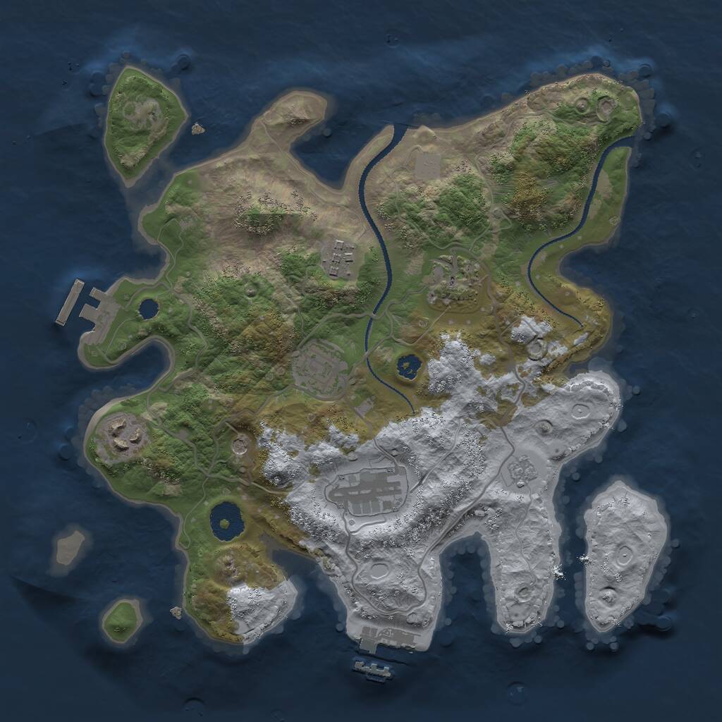 Rust Map: Procedural Map, Size: 3000, Seed: 579717285, 10 Monuments