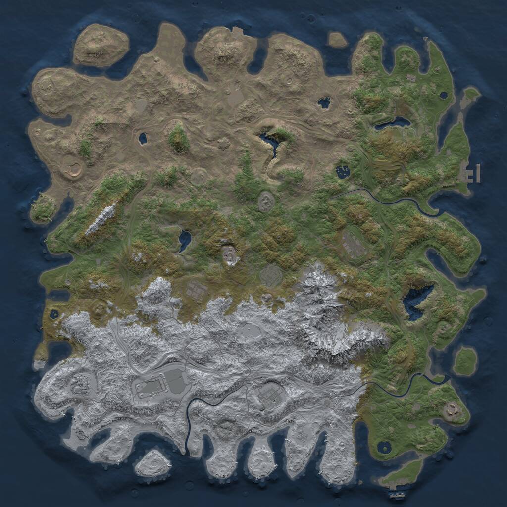 Rust Map: Procedural Map, Size: 5500, Seed: 25784, 17 Monuments