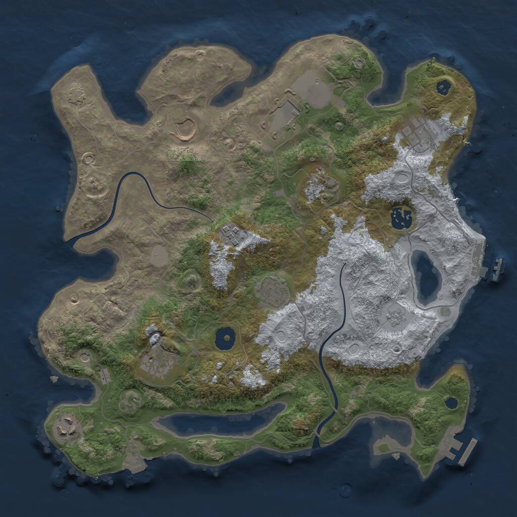 Rust Map: Procedural Map, Size: 3500, Seed: 8291395, 15 Monuments