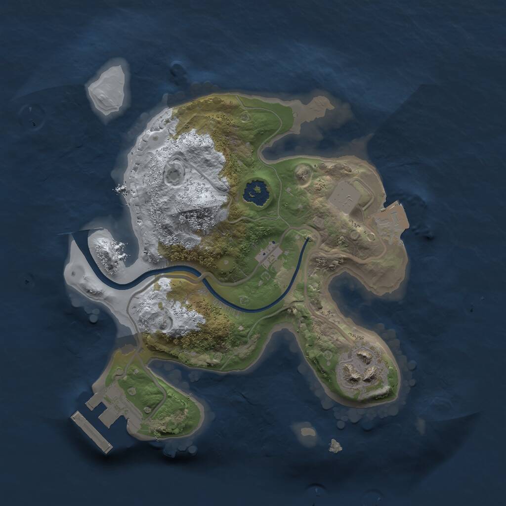 Rust Map: Procedural Map, Size: 2000, Seed: 398414671, 3 Monuments