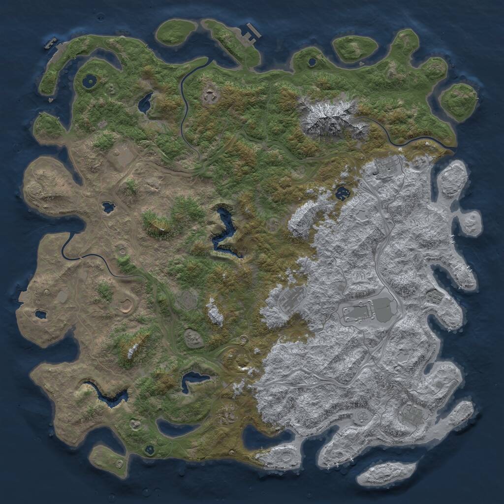 Rust Map: Procedural Map, Size: 5500, Seed: 645166054, 17 Monuments