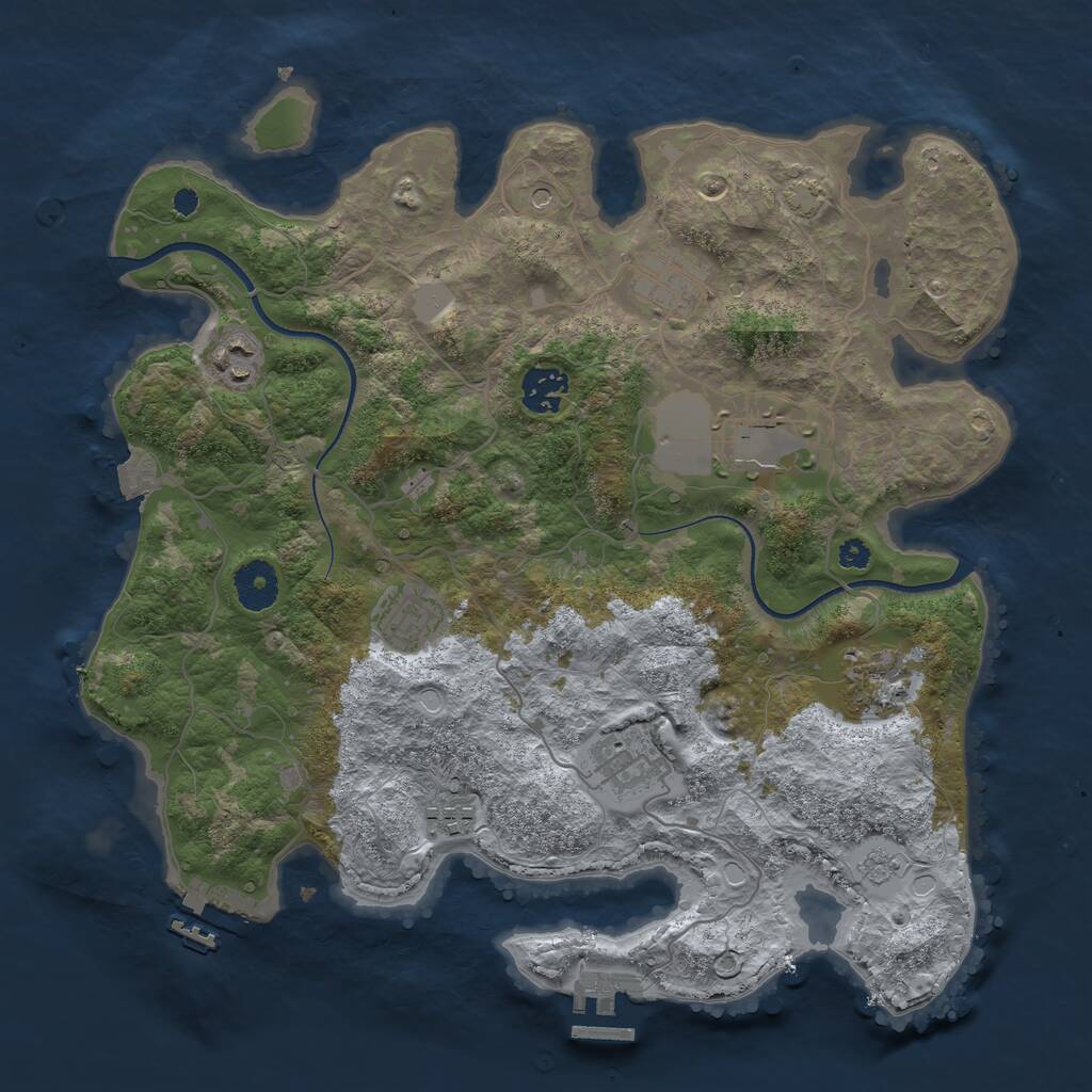 Rust Map: Procedural Map, Size: 3500, Seed: 369285888, 14 Monuments