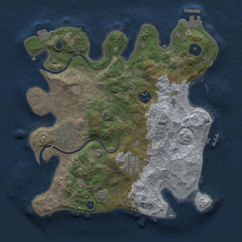 Rust Map: Procedural Map, Size: 3000, Seed: 958424945, 9 Monuments