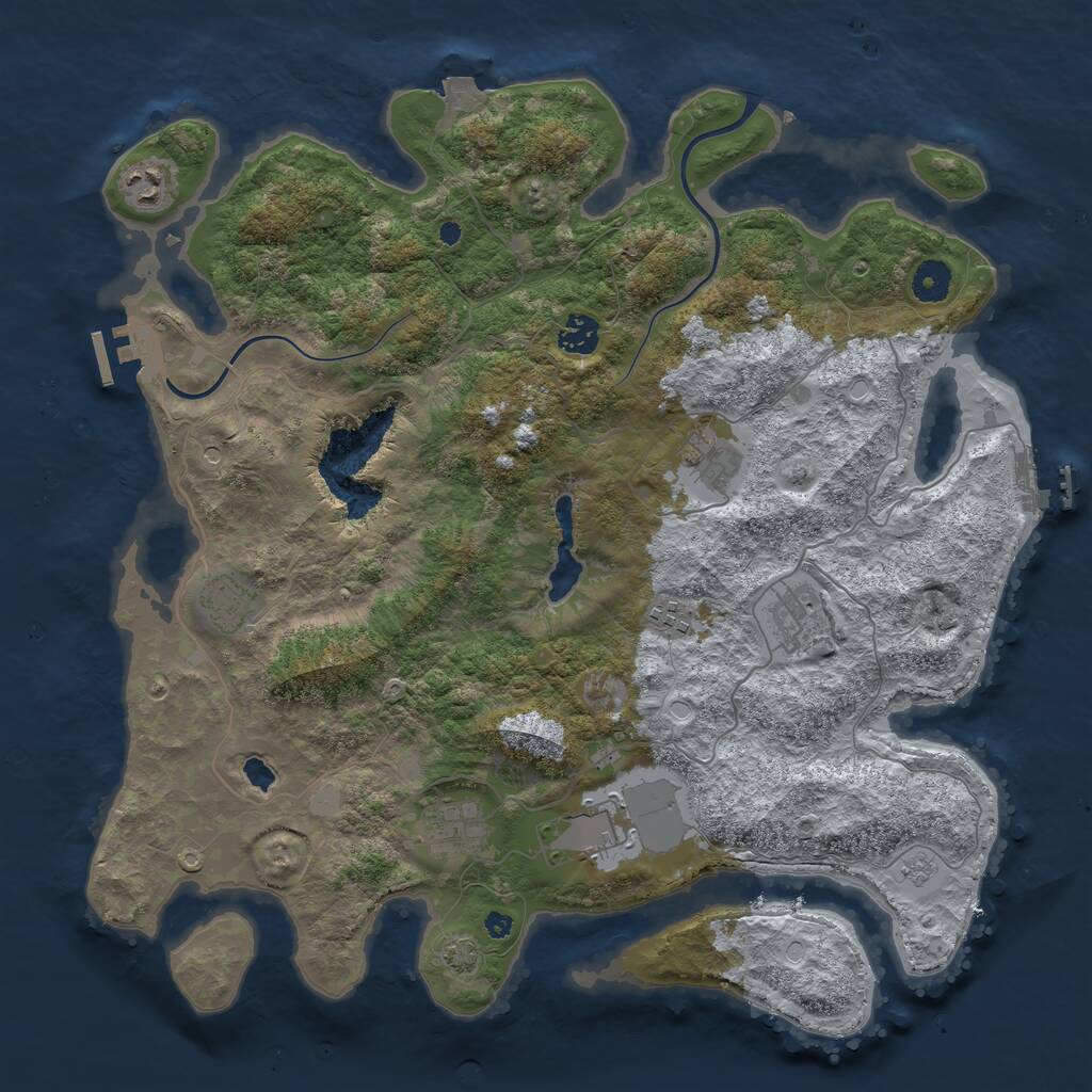 Rust Map: Procedural Map, Size: 4000, Seed: 481982, 14 Monuments