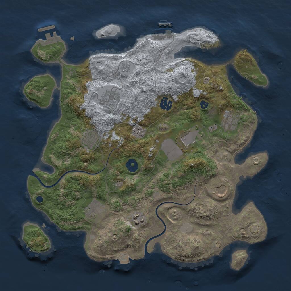 Rust Map: Procedural Map, Size: 3500, Seed: 386254174, 15 Monuments