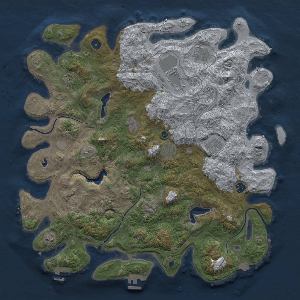 Rust Map: Procedural Map, Size: 4500, Seed: 1158188710, 15 Monuments