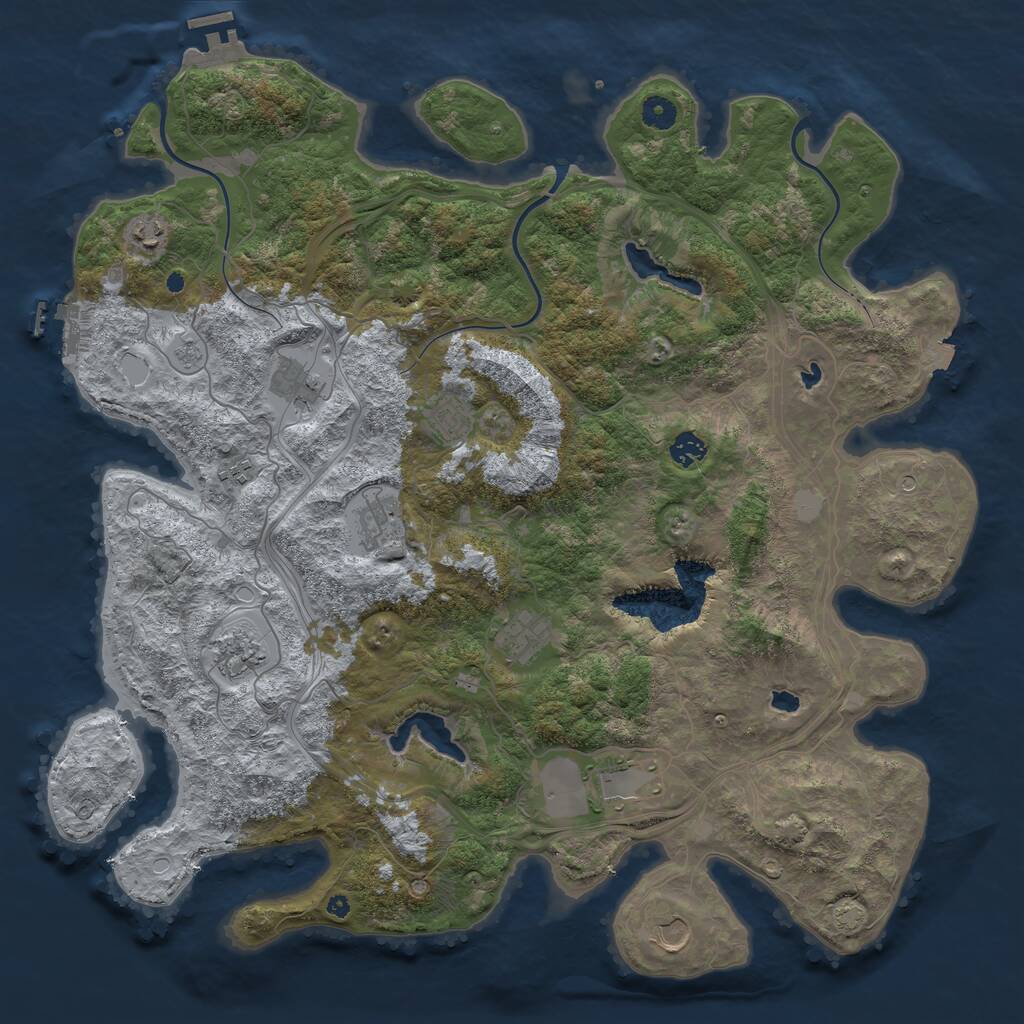 Rust Map: Procedural Map, Size: 4500, Seed: 154648946, 16 Monuments