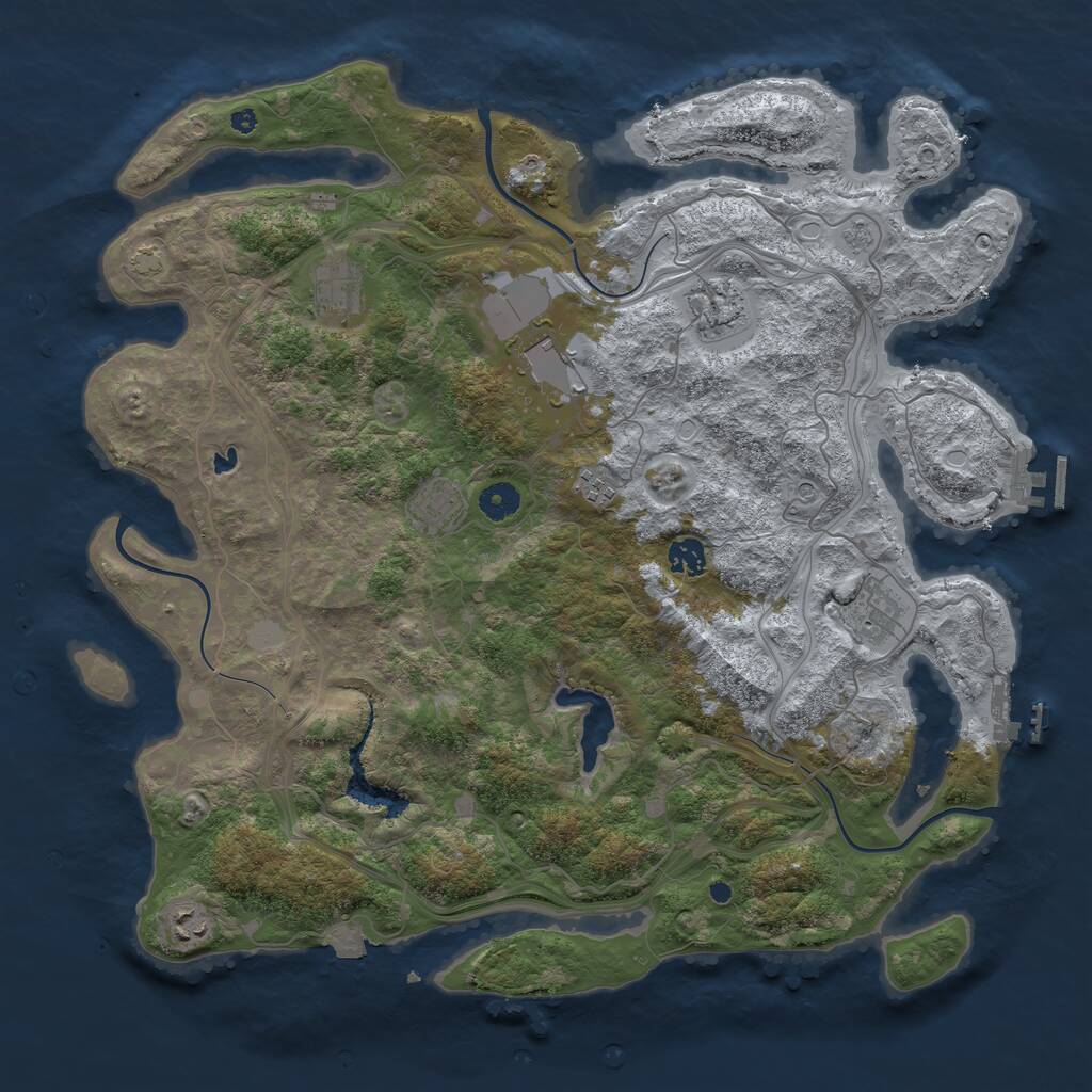 Rust Map: Procedural Map, Size: 4250, Seed: 128397263, 14 Monuments