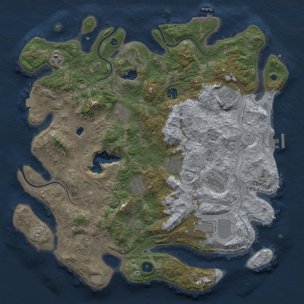 Rust Map: Procedural Map, Size: 4250, Seed: 532430, 16 Monuments