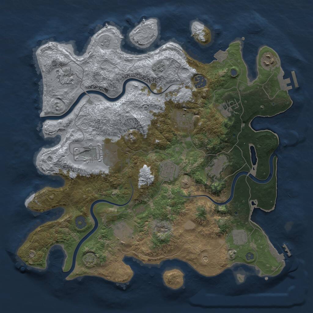 Rust Map: Procedural Map, Size: 3750, Seed: 1884428921, 16 Monuments