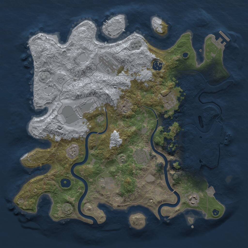 Rust Map: Procedural Map, Size: 3750, Seed: 1884428921, 14 Monuments