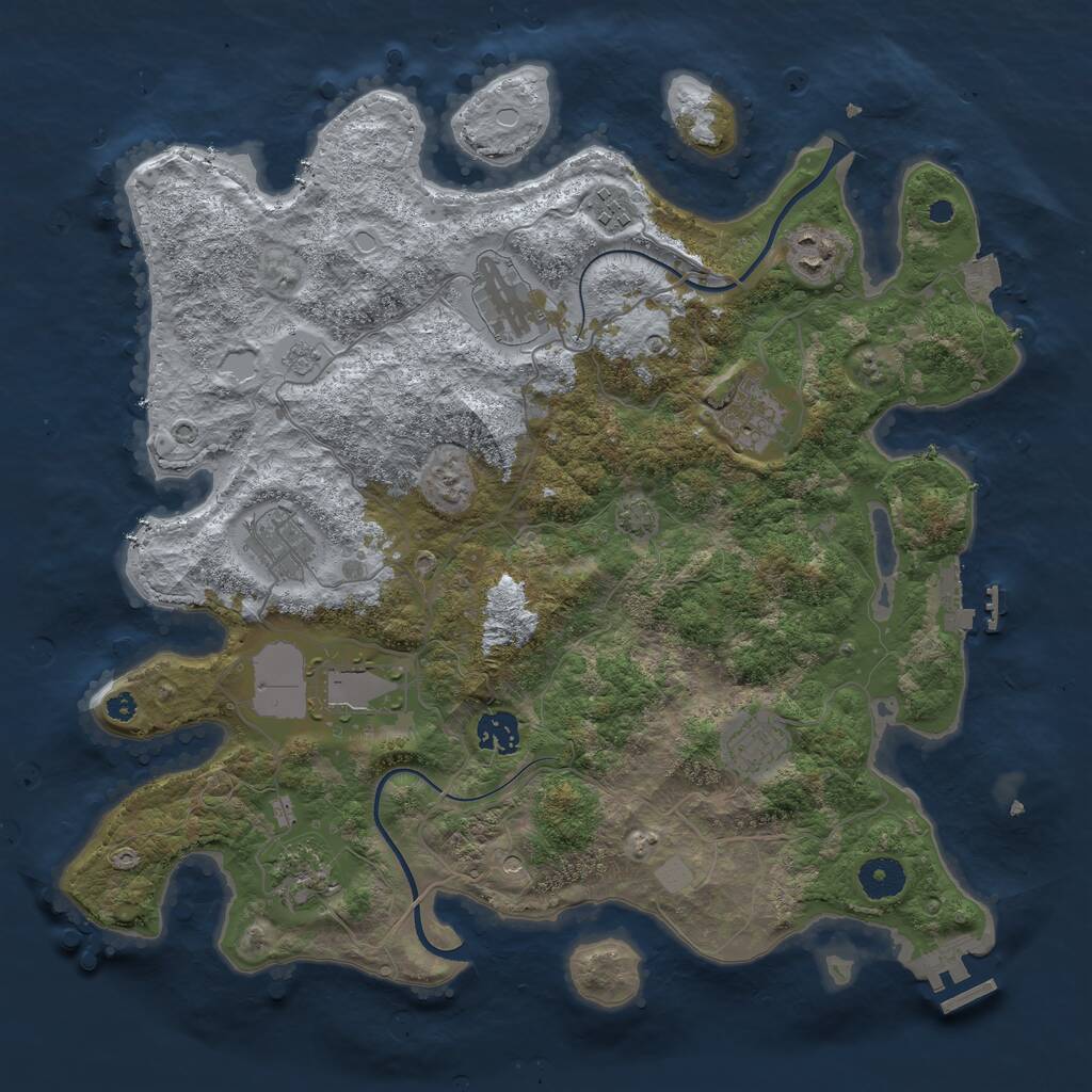 Rust Map: Procedural Map, Size: 3750, Seed: 1884428921, 15 Monuments