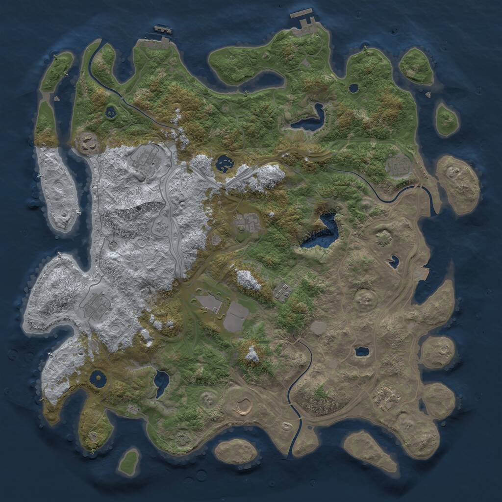 Rust Map: Procedural Map, Size: 4500, Seed: 1907272909, 16 Monuments