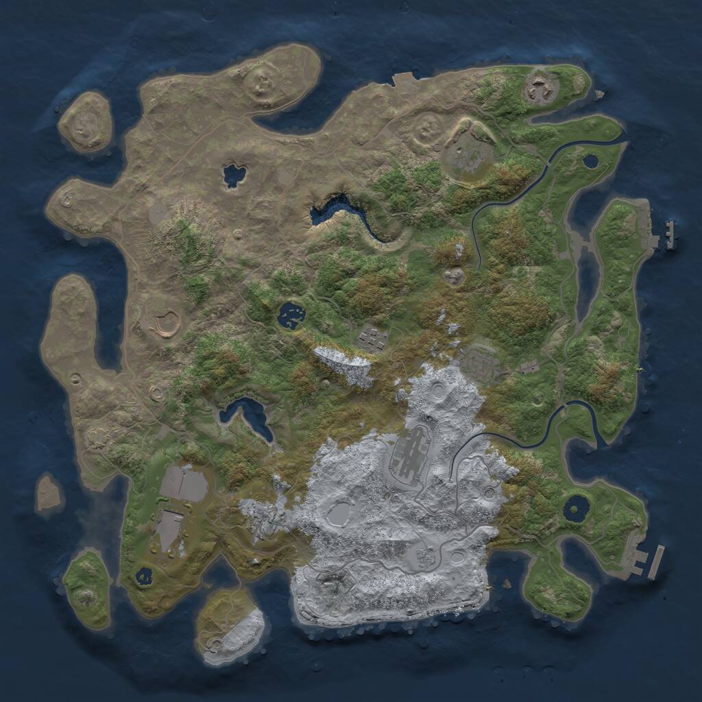 Rust Map: Procedural Map, Size: 4000, Seed: 9852, 15 Monuments