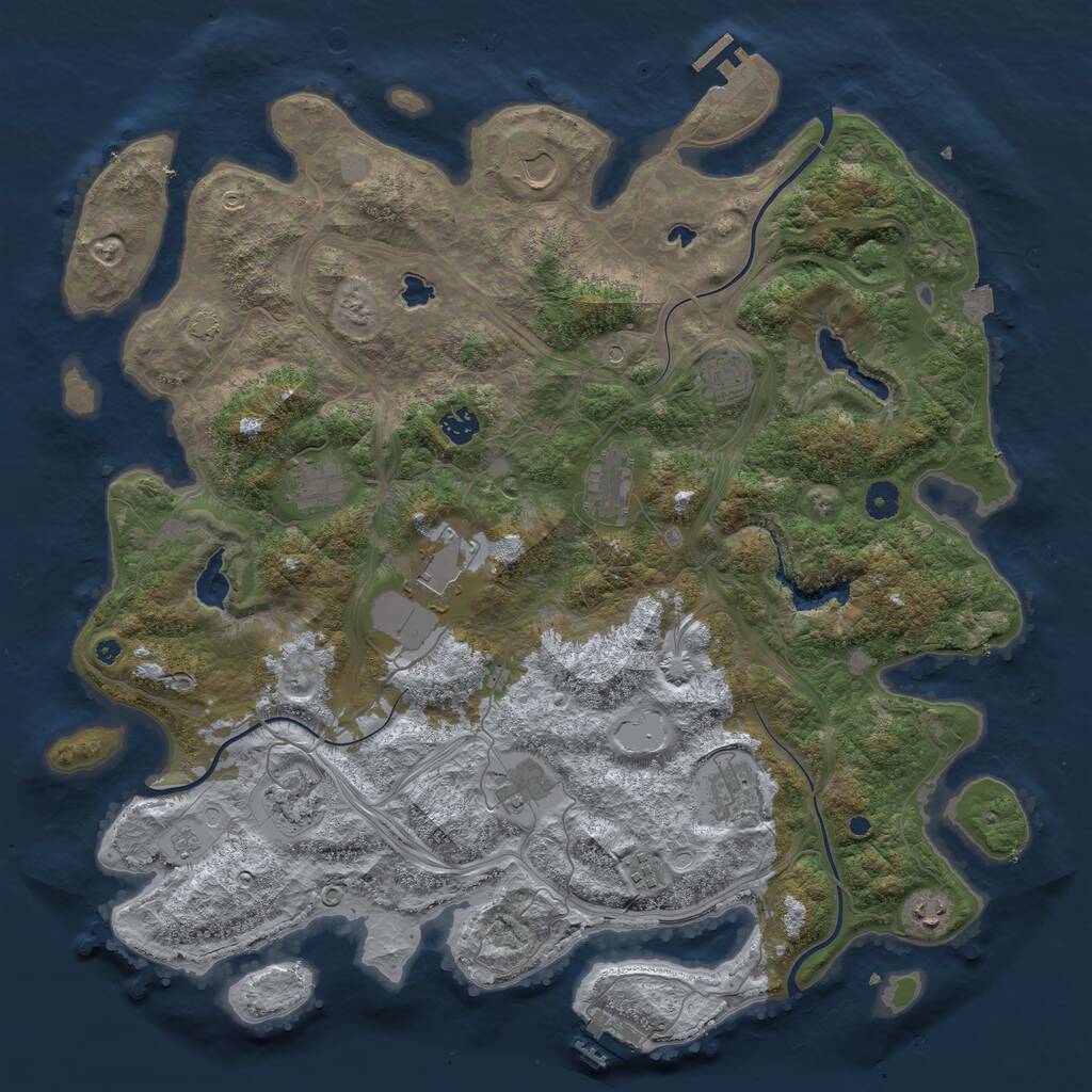 Rust Map: Procedural Map, Size: 4500, Seed: 986446909, 17 Monuments