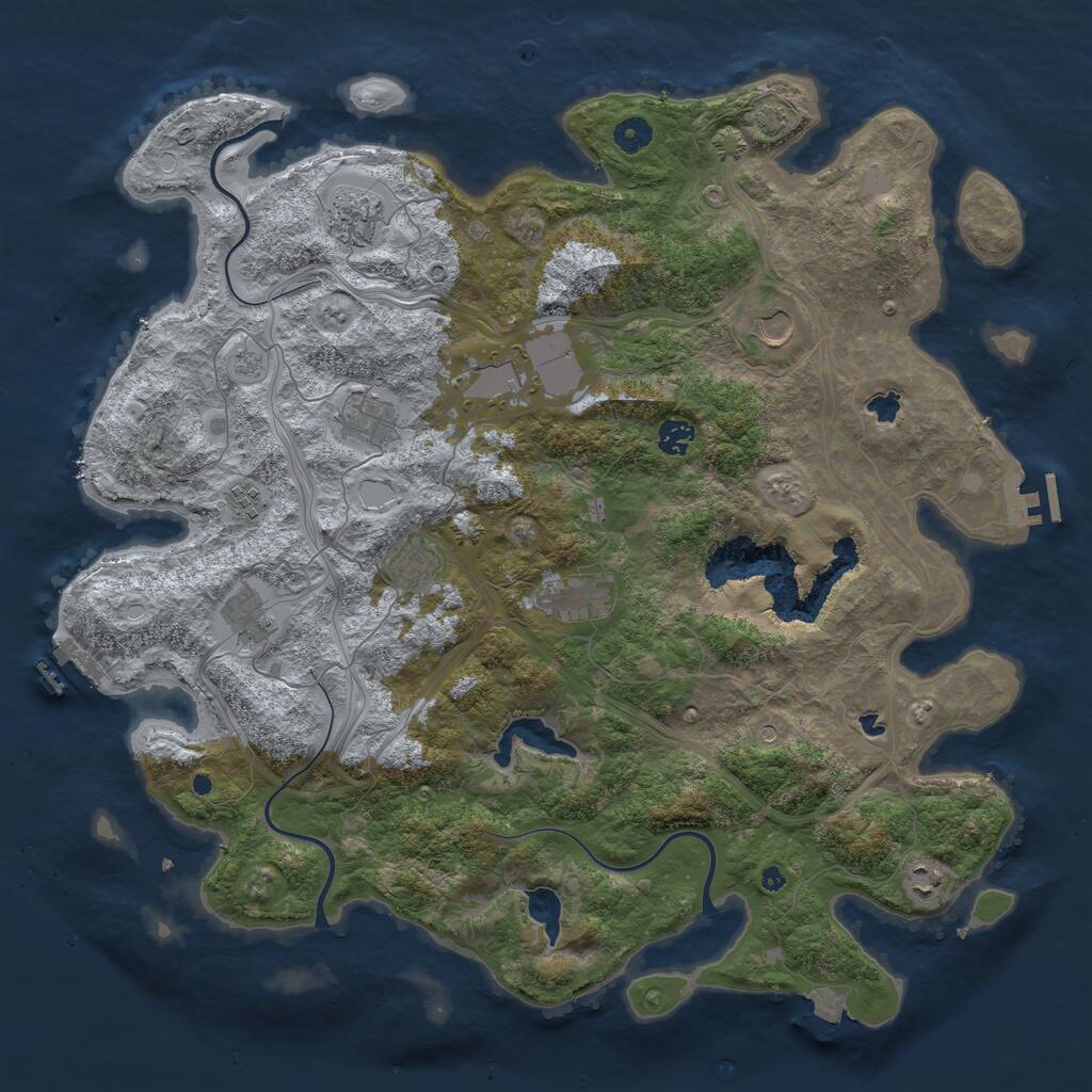 Rust Map: Procedural Map, Size: 4500, Seed: 1485625277, 16 Monuments