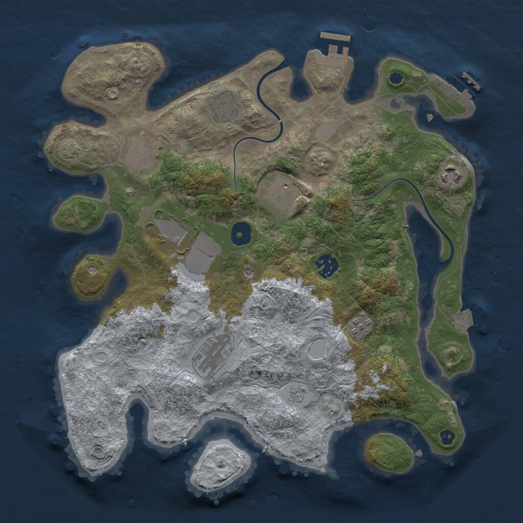 Rust Map: Procedural Map, Size: 3500, Seed: 1123432132, 14 Monuments