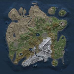 Thumbnail Rust Map: Procedural Map, Size: 3000, Seed: 1594434755, 10 Monuments