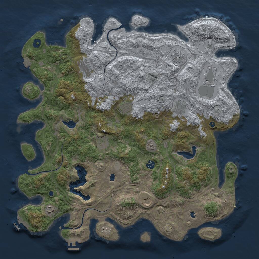 Rust Map: Procedural Map, Size: 4500, Seed: 1800131076, 16 Monuments