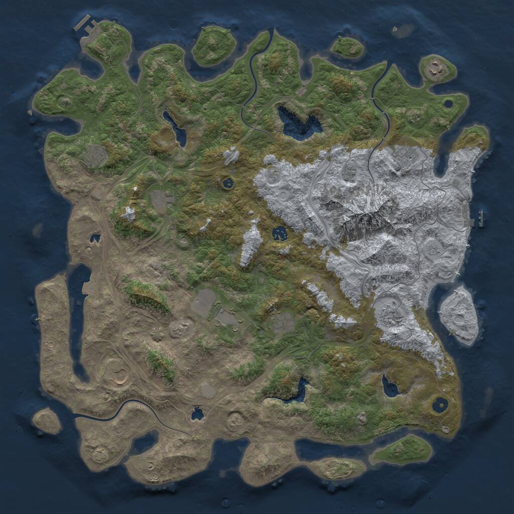 Rust Map: Procedural Map, Size: 5000, Seed: 491516950, 16 Monuments