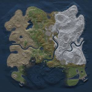 Thumbnail Rust Map: Procedural Map, Size: 4000, Seed: 2077147892, 17 Monuments