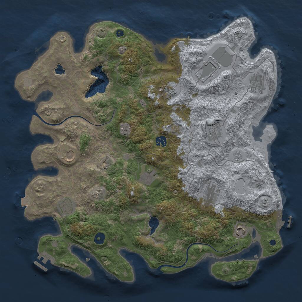 Rust Map: Procedural Map, Size: 4000, Seed: 2077147892, 17 Monuments