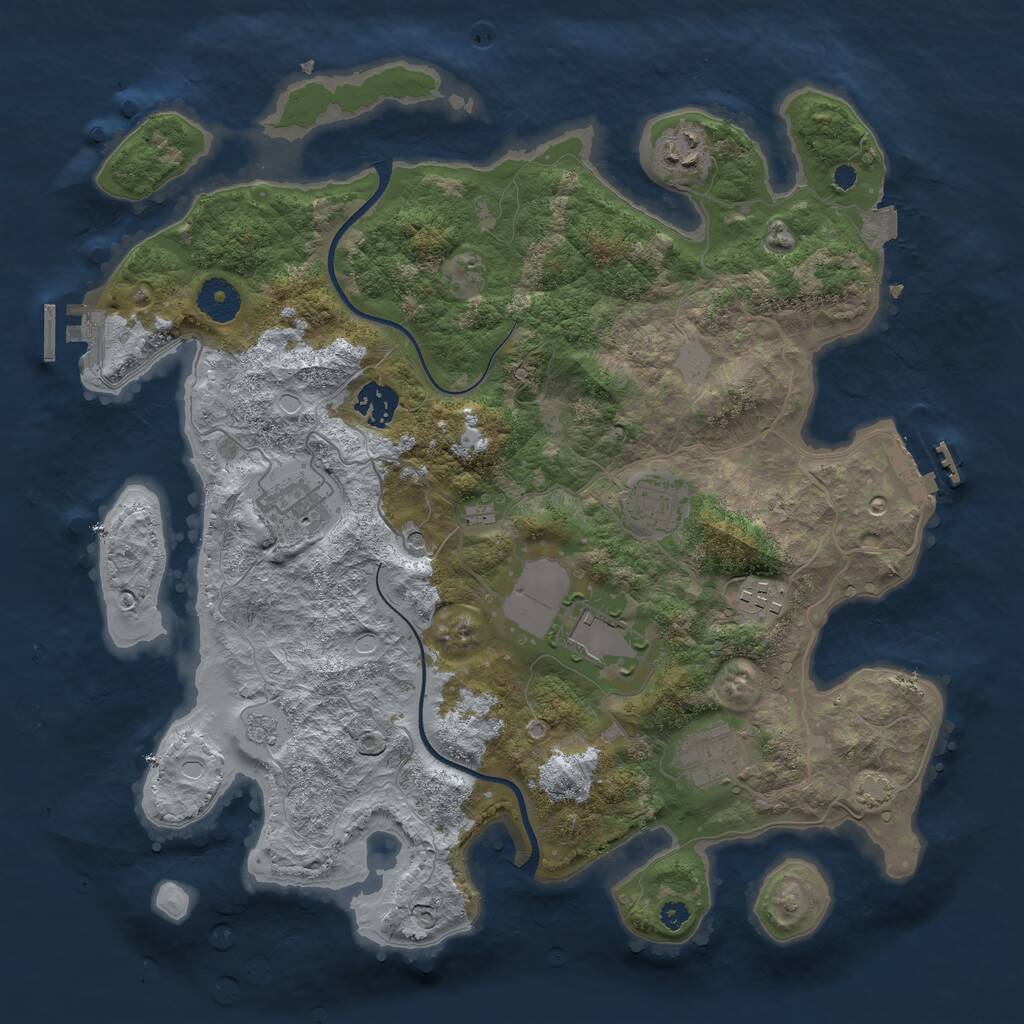 Rust Map: Procedural Map, Size: 3600, Seed: 616810616, 13 Monuments