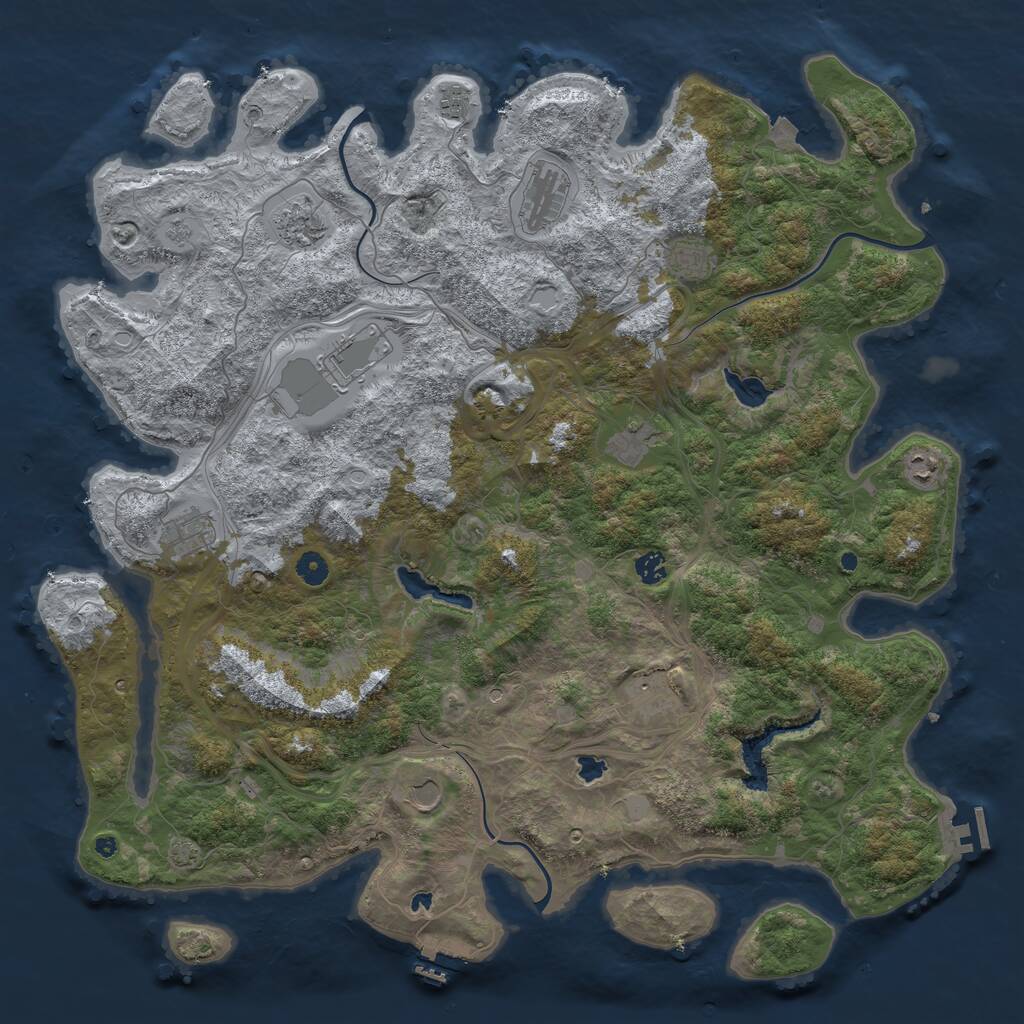 Rust Map: Procedural Map, Size: 4800, Seed: 1369841766, 17 Monuments