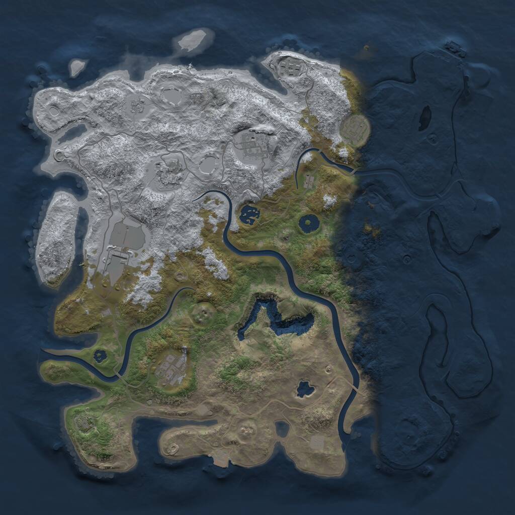 Rust Map: Procedural Map, Size: 4000, Seed: 736382002, 13 Monuments