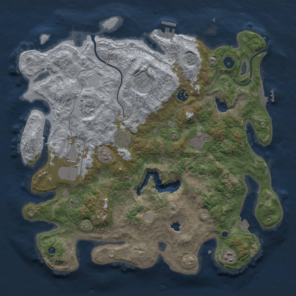 Rust Map: Procedural Map, Size: 4000, Seed: 736382002, 14 Monuments